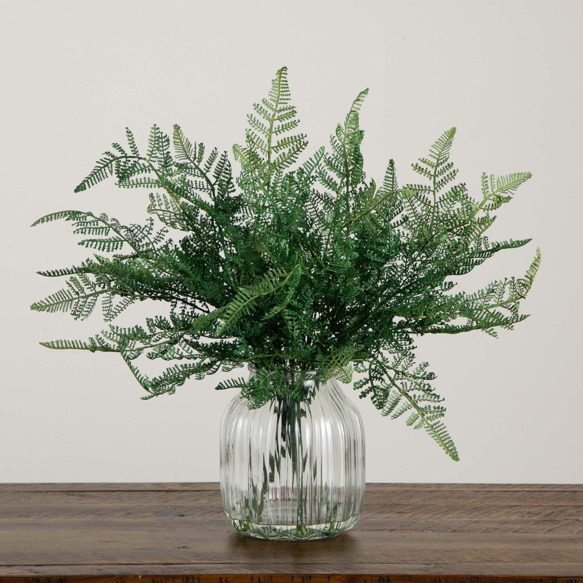 17" Forest Fern Arrangement in Glass Vase